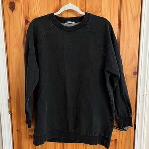 Acid wash longer length crewneck